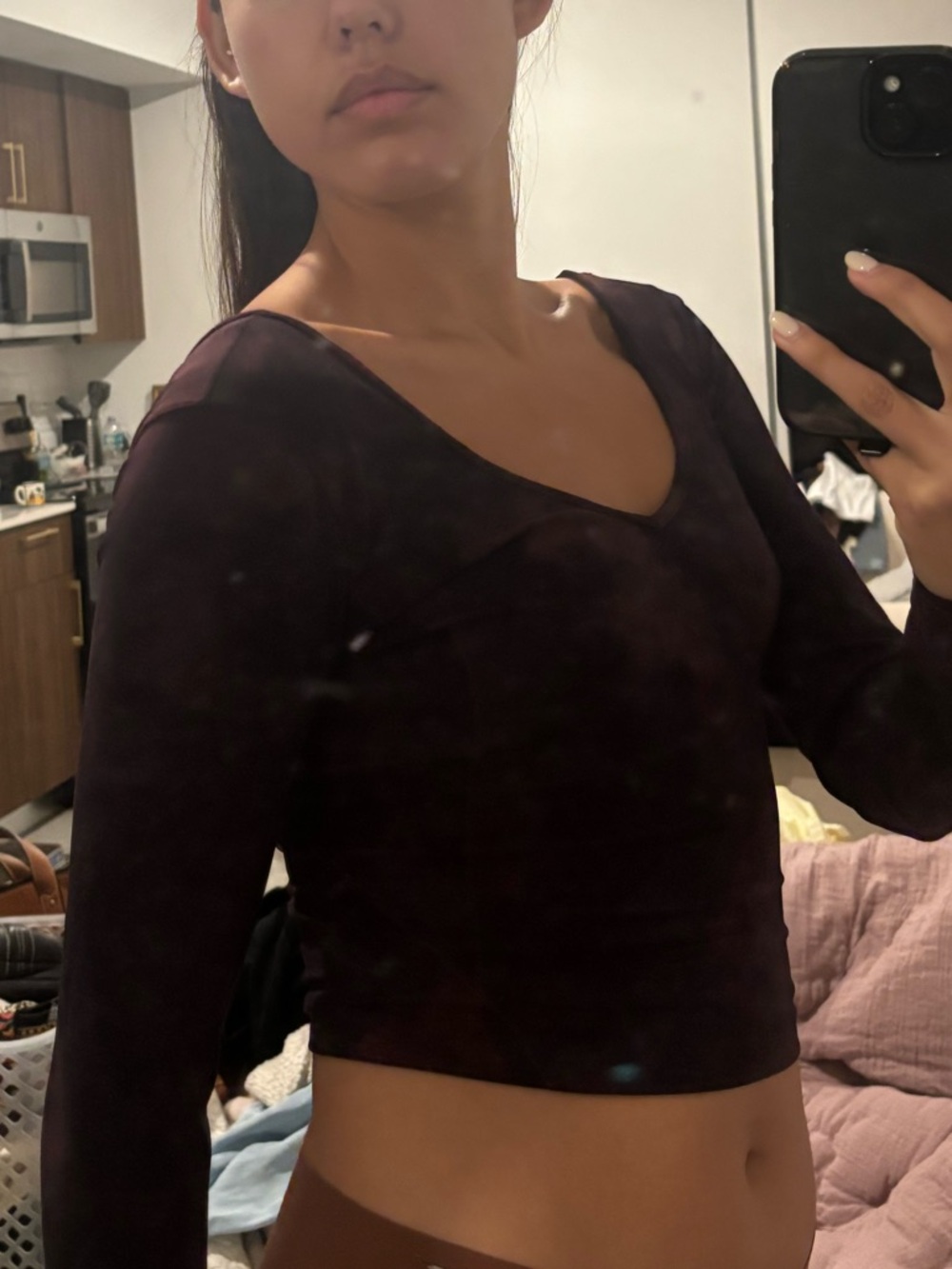 lululemon athletica Long-Sleeve Crop Top in Deep Plum